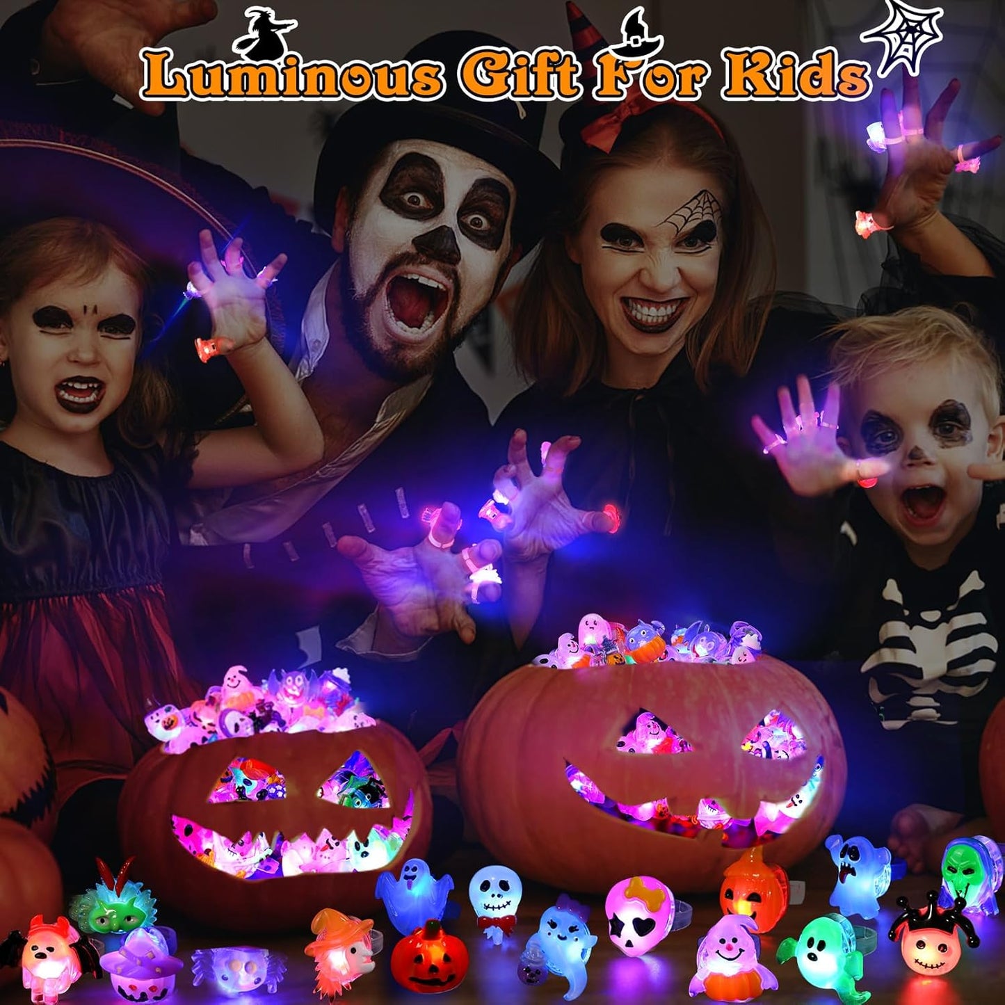 50PCS Halloween LED Light-Up Rings