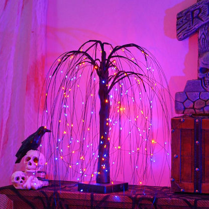 15.75-Inch Lighted Halloween Willow Tree with Colorful LED Lights