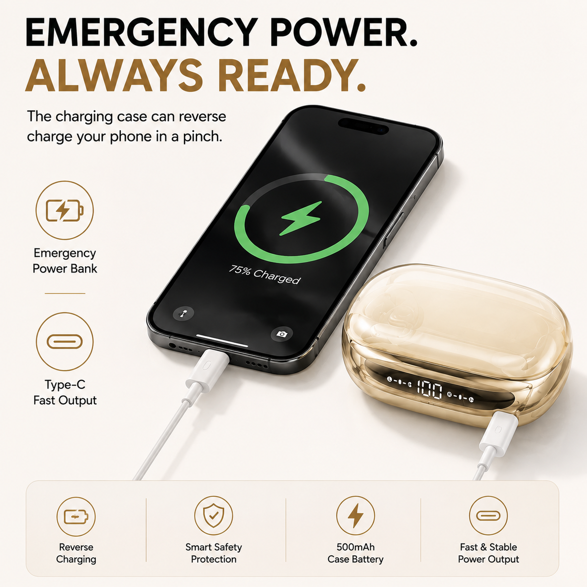 Ultra 6-in-1 Bluetooth Earphones & Integrated Power Bank