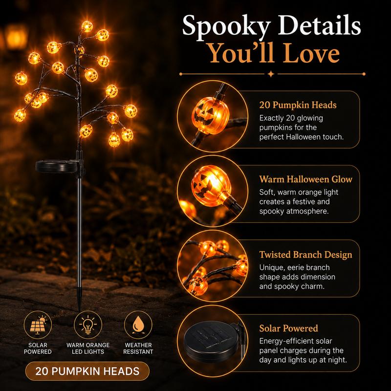 Pumpkin Solar Stake Lights – 2 Pack