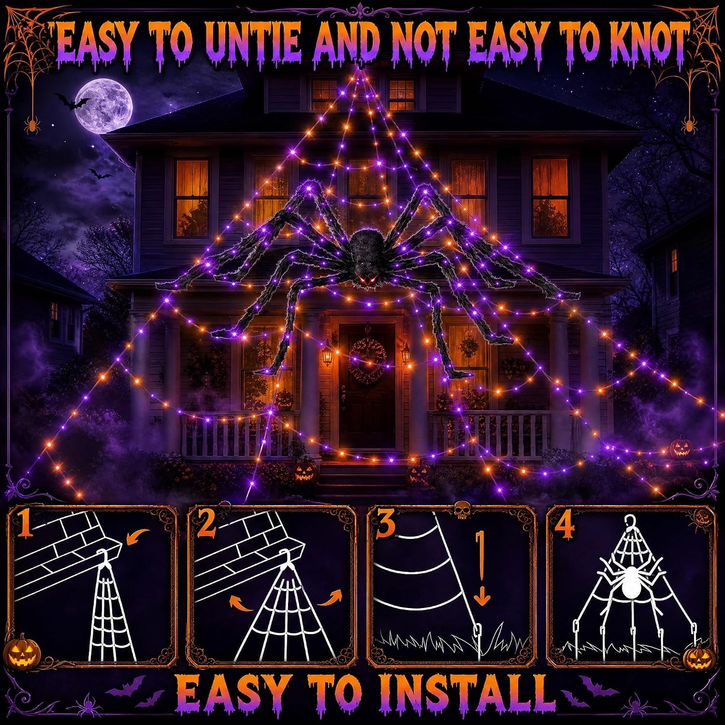 Light-Up Halloween Spider Web