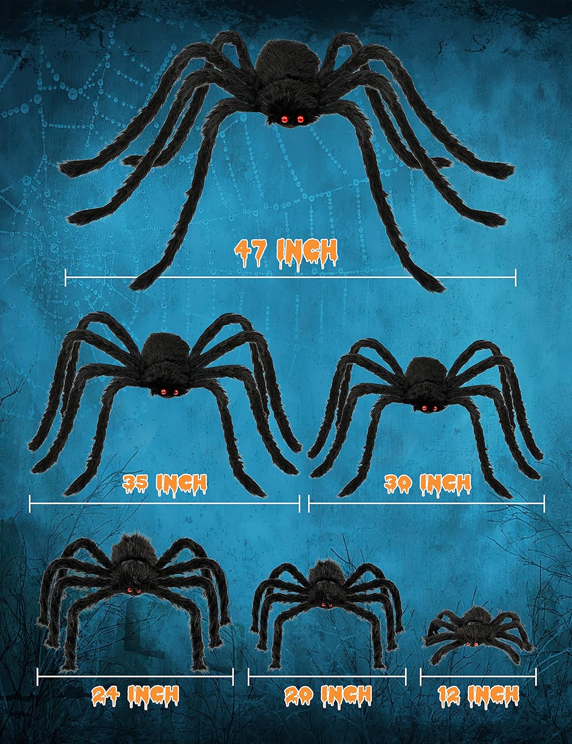 Giant Halloween Spider – Set of 6