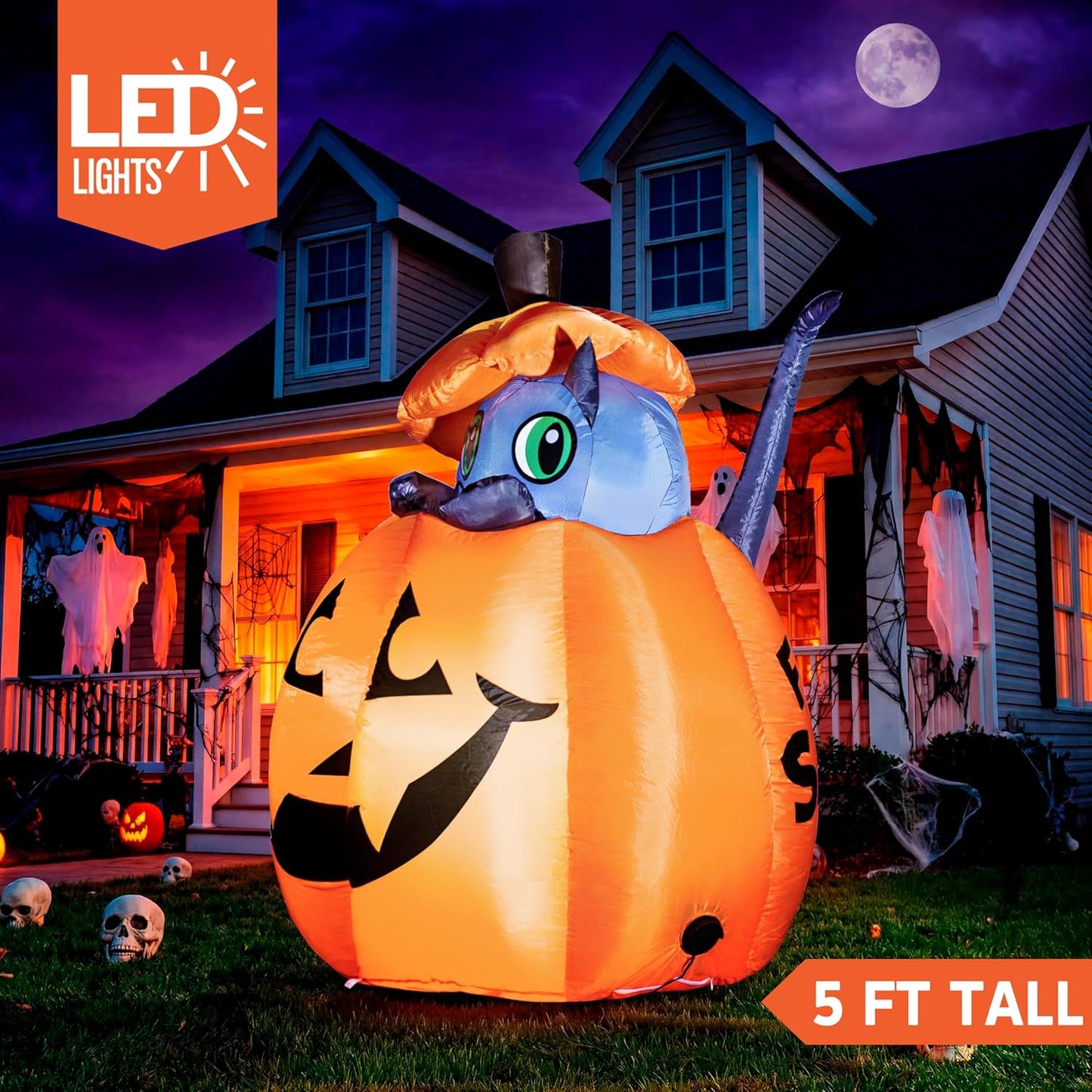 5FT Animated Halloween Cat Inflatable