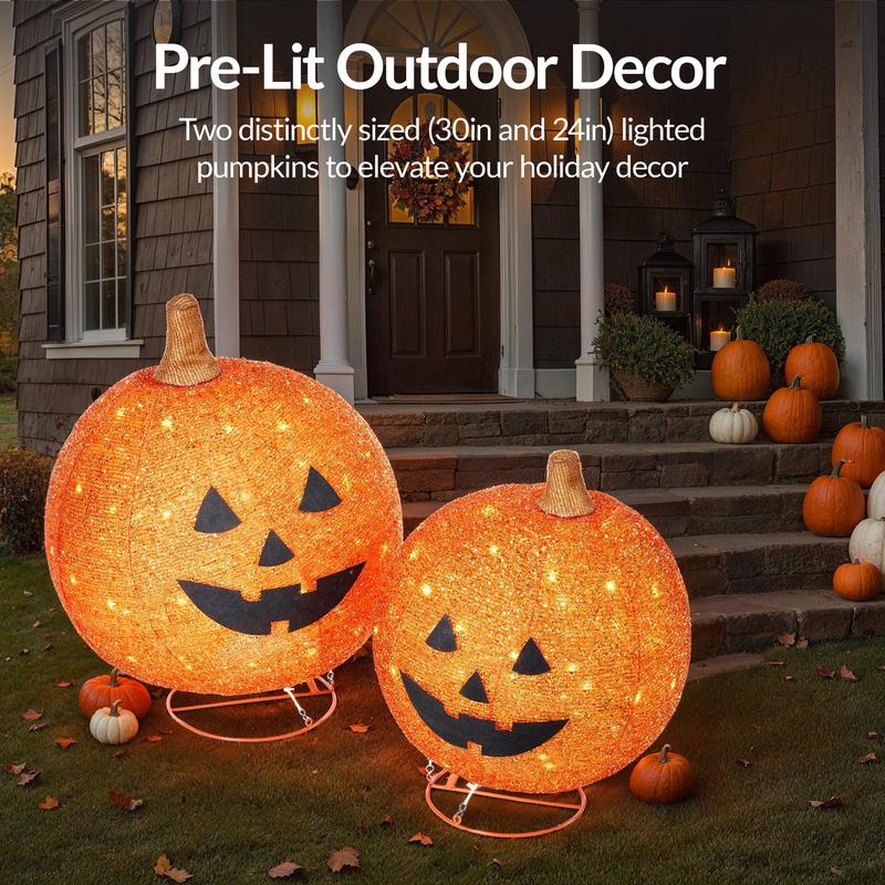 Lighted Pop-Up Halloween Pumpkin Set – 2 Pack