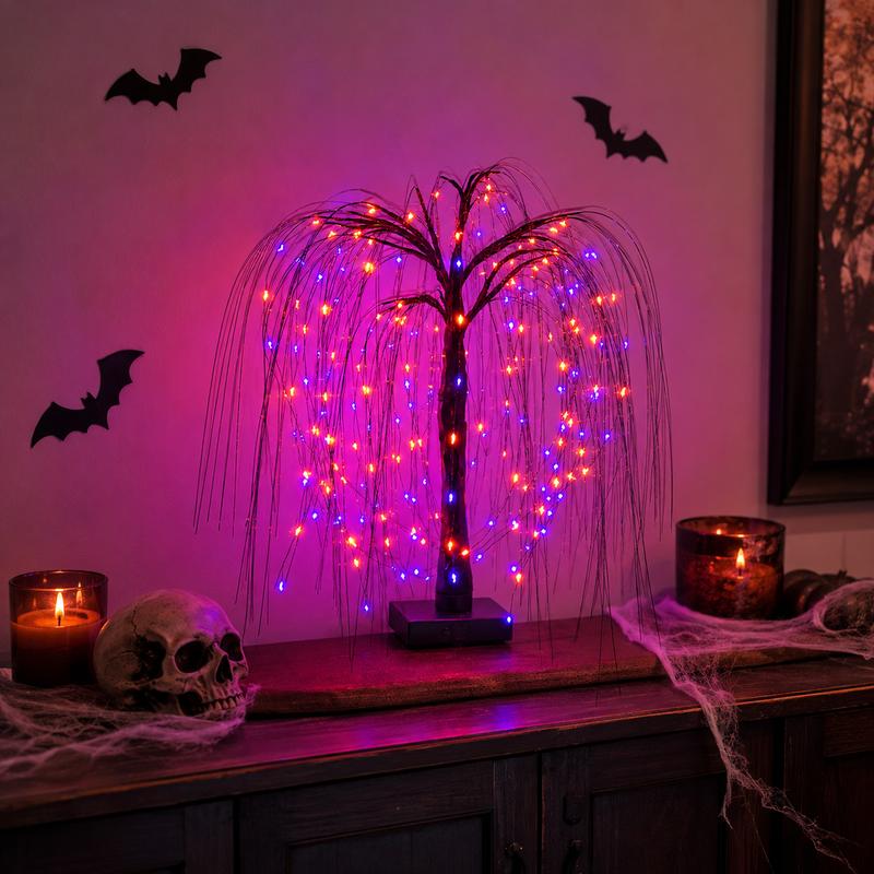 15.75-Inch Lighted Halloween Willow Tree with Colorful LED Lights