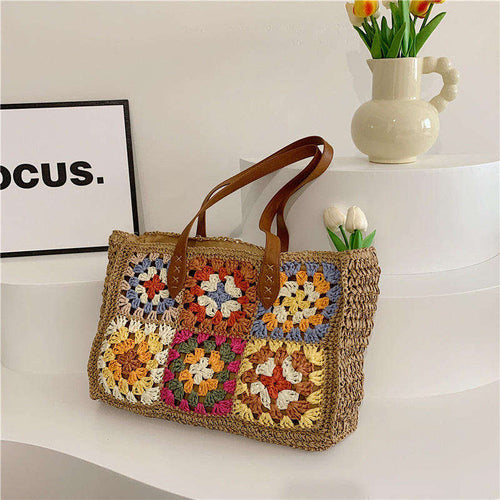 Flower Patchwork Crochet Tote Bag