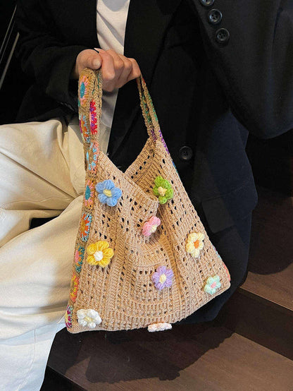 Colorful Flower Crochet Shoulder Bag