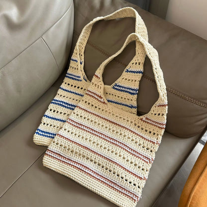 Striped Crochet Shoulder Bag