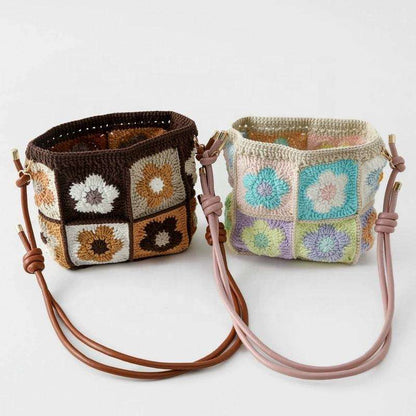 Four-Flower Crochet Crossbody Bag
