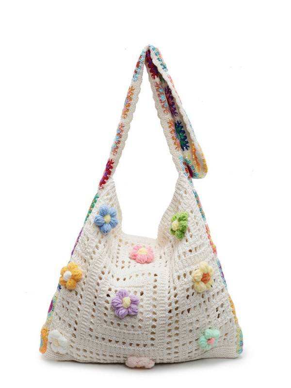 Colorful Flower Crochet Shoulder Bag