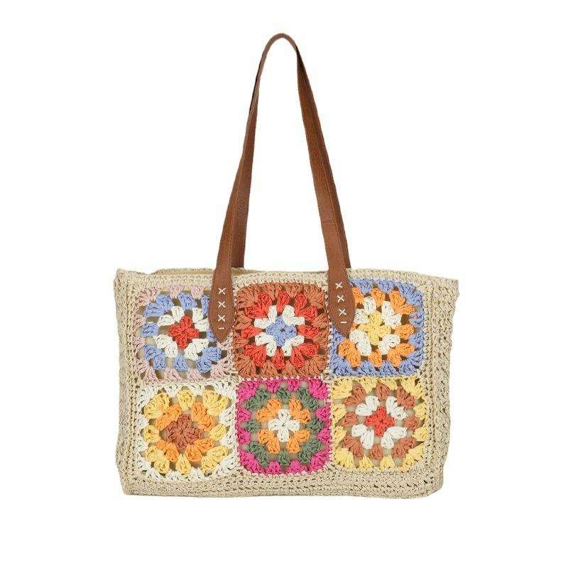 Flower Patchwork Crochet Tote Bag