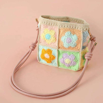 Four-Flower Crochet Crossbody Bag