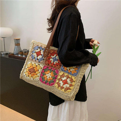 Flower Patchwork Crochet Tote Bag