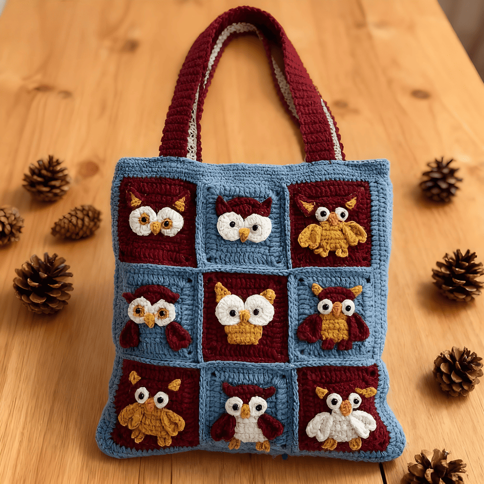 Owl Crochet Tote Bag
