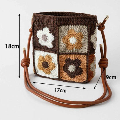 Four-Flower Crochet Crossbody Bag