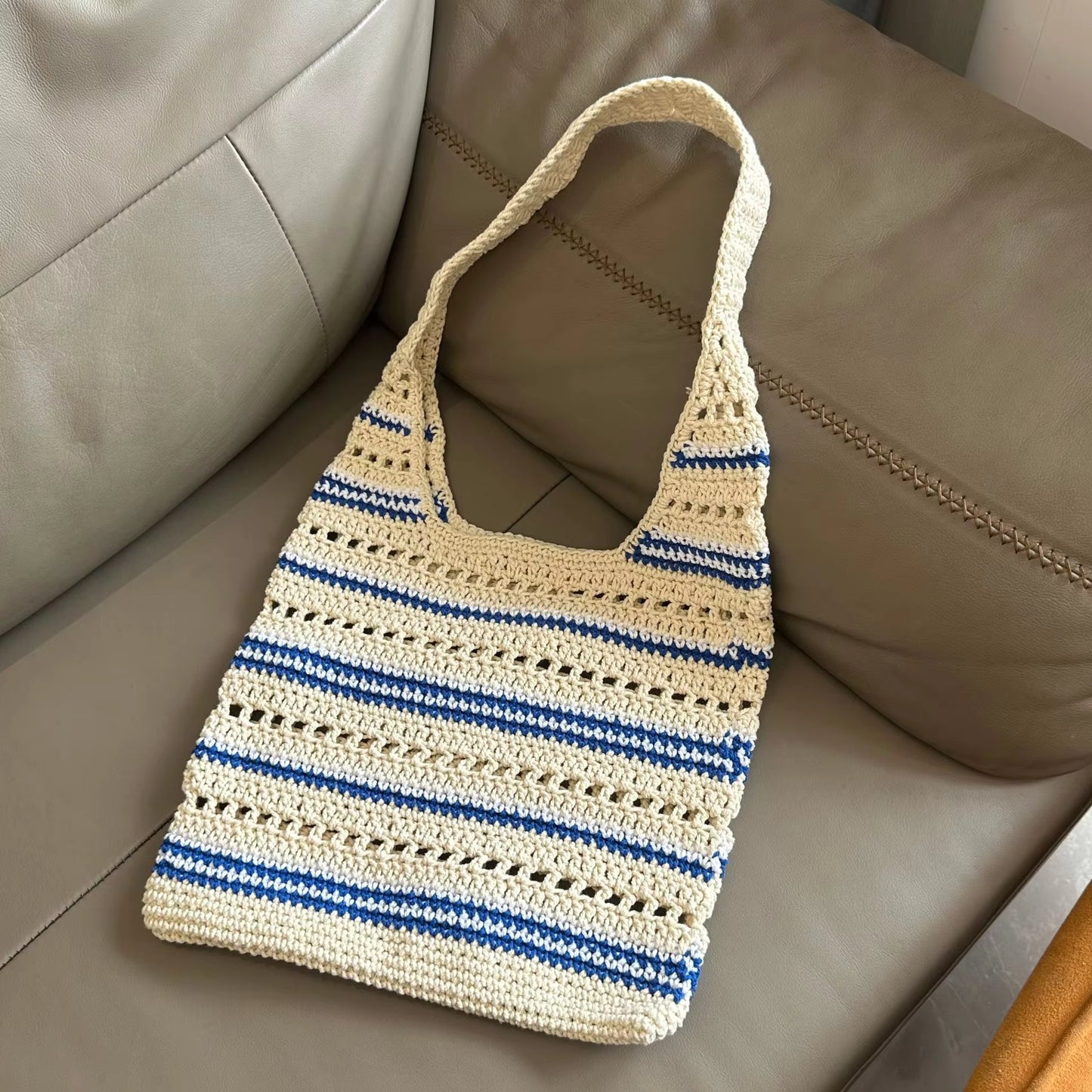 Striped Crochet Shoulder Bag