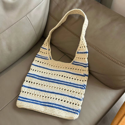 Striped Crochet Shoulder Bag