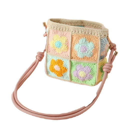 Four-Flower Crochet Crossbody Bag
