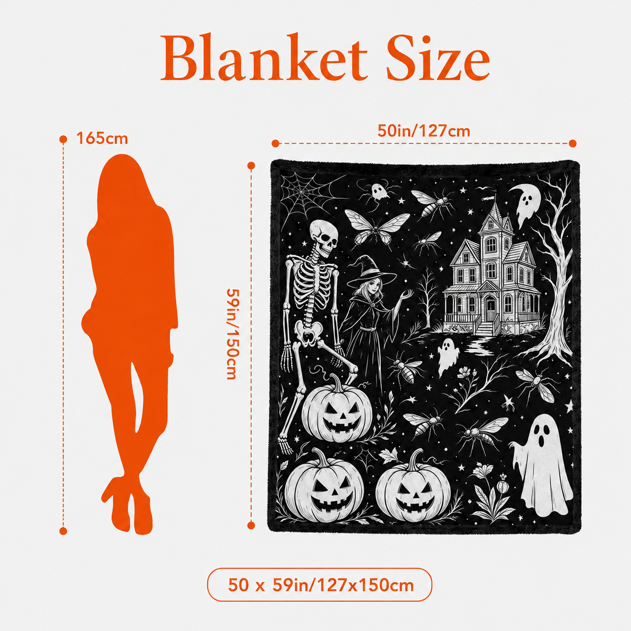 Halloween Coloring Blanket with 24 Washable Markers