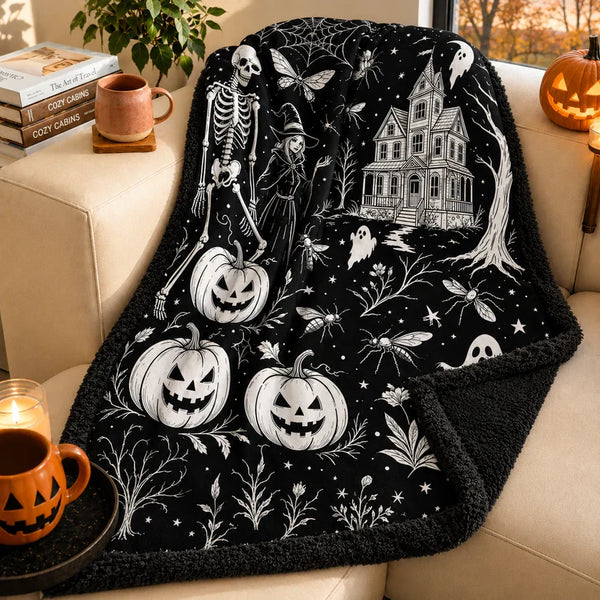 Halloween Coloring Blanket with 24 Washable Markers