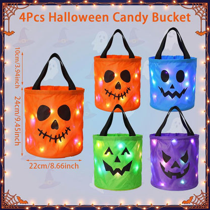 LED Halloween Trick-or-Treat Candy Bags – 4 Pack