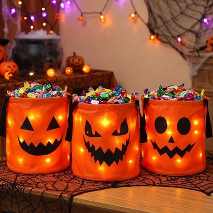 LED Halloween Trick-or-Treat Candy Bags – 4 Pack