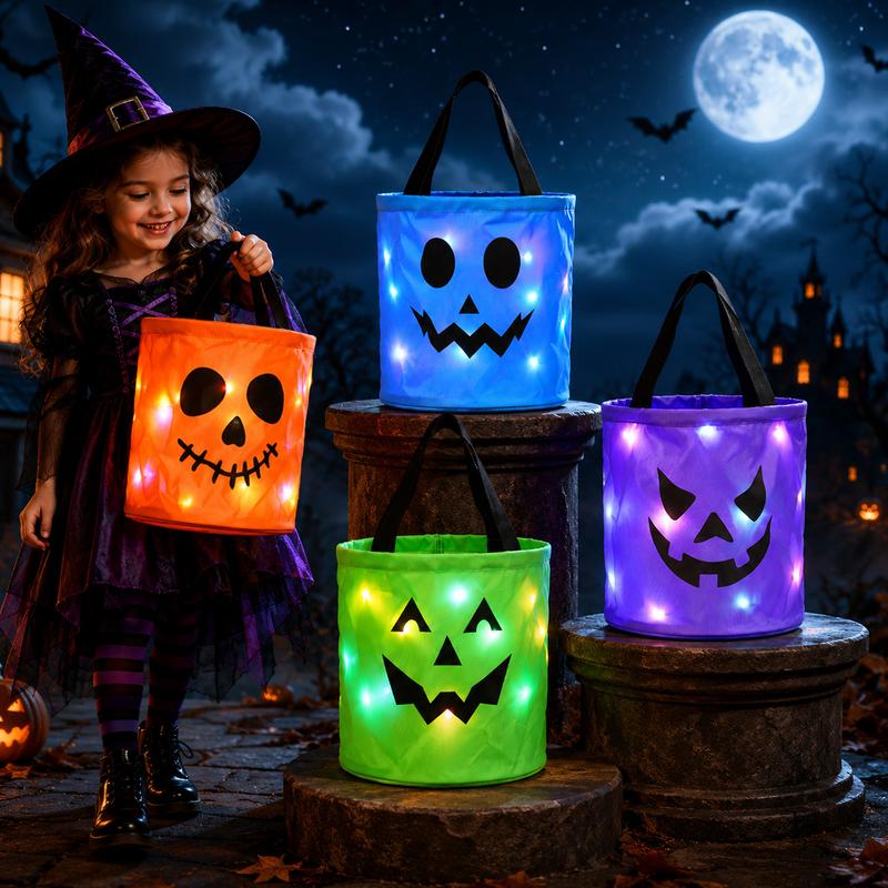 LED Halloween Trick-or-Treat Candy Bags – 4 Pack