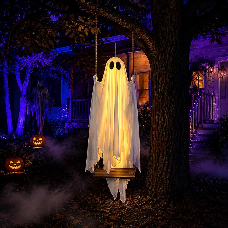 Light-Up Hanging Ghost Swing Decoration with Remote