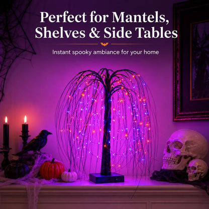 15.75-Inch Lighted Halloween Willow Tree with Colorful LED Lights