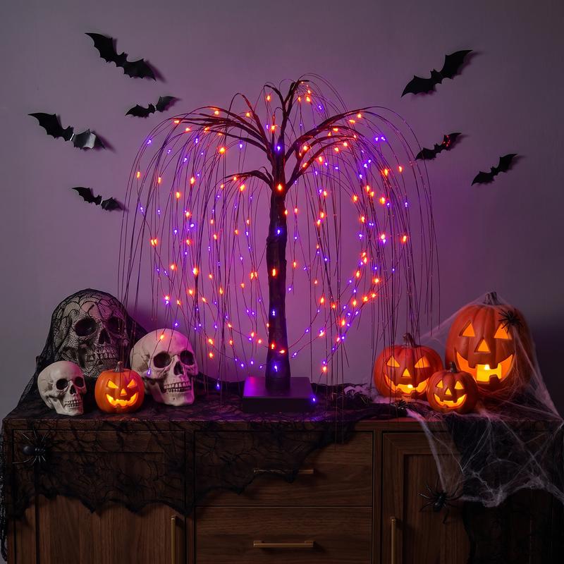 15.75-Inch Lighted Halloween Willow Tree with Colorful LED Lights