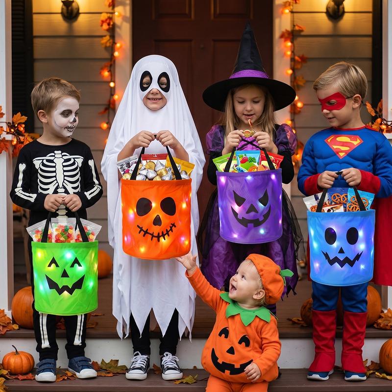 LED Halloween Trick-or-Treat Candy Bags – 4 Pack
